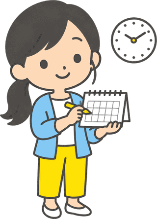 日程を決める先生のイラスト